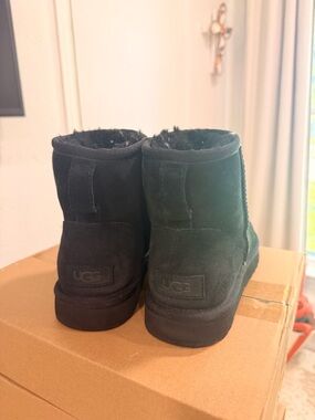 UGG Black Mini Suede Shearling Booties